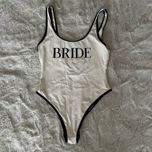 WEWOREWHAT high leg swimsuit / bridal / cream & black